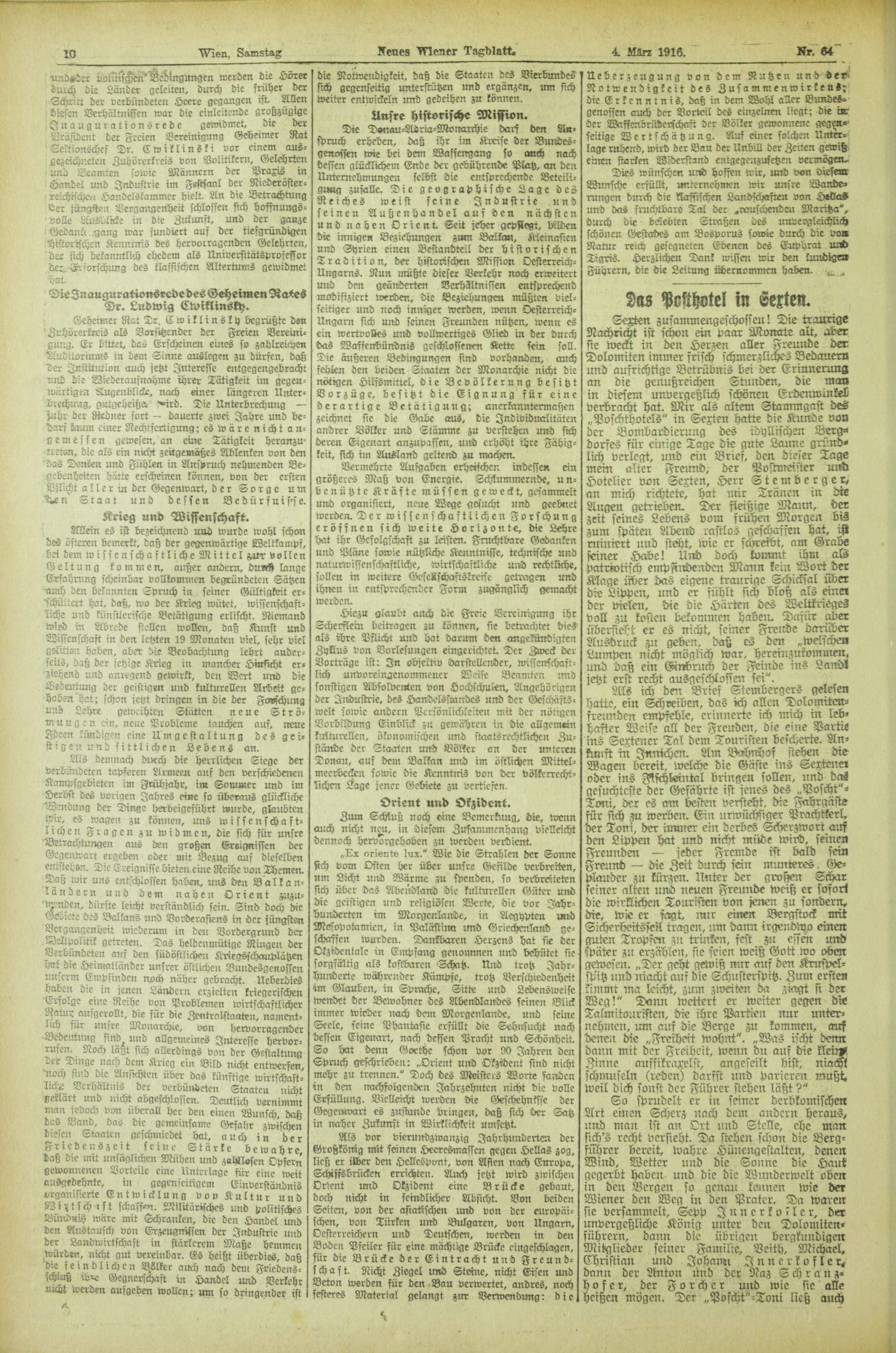 Sesto fra turismo e guerra